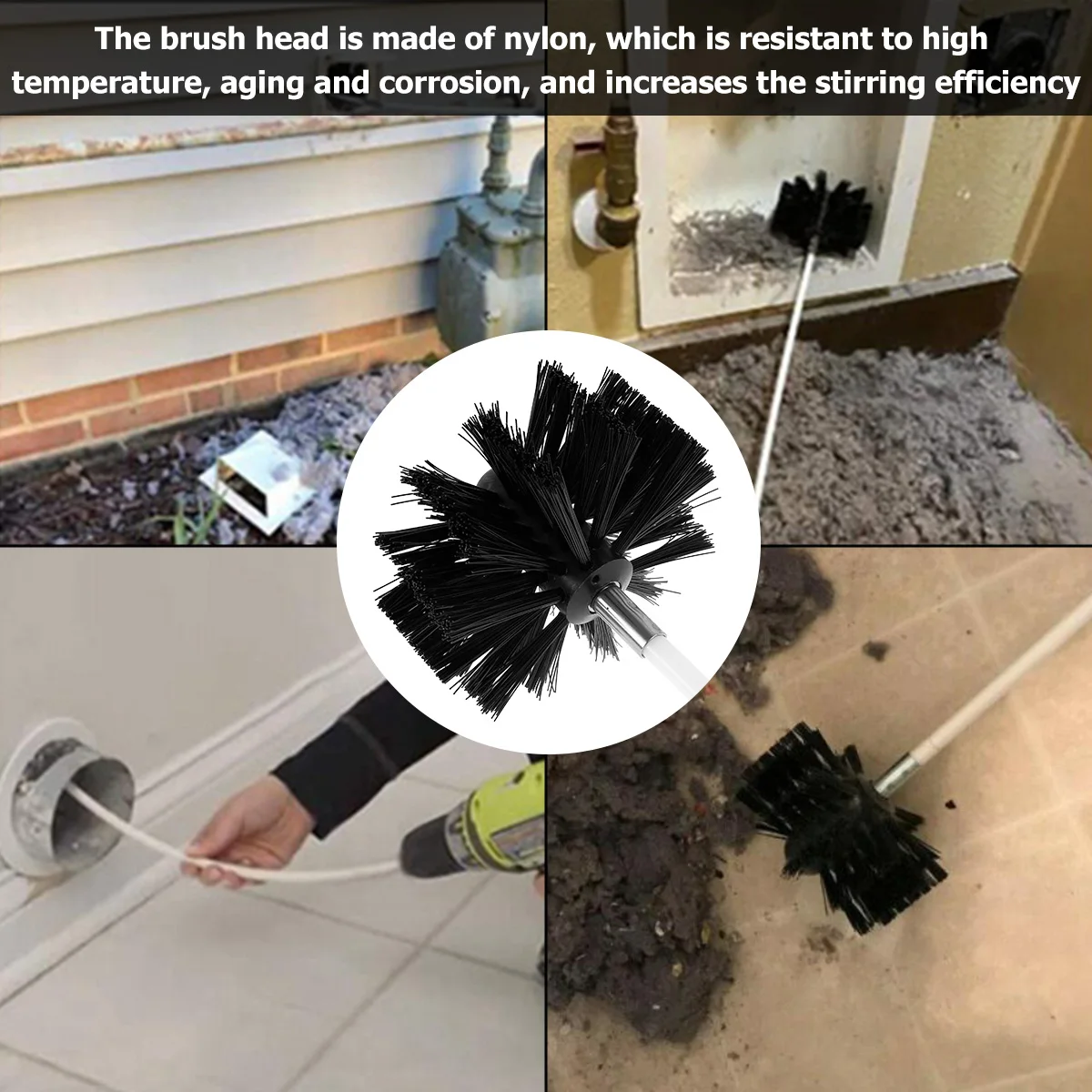 Rotary Chimney Brush Long Handle Flexible Rod For Chimney Dryer Pipe Fireplace Inner Wall And Roof Cleaning Tools Fume Hood