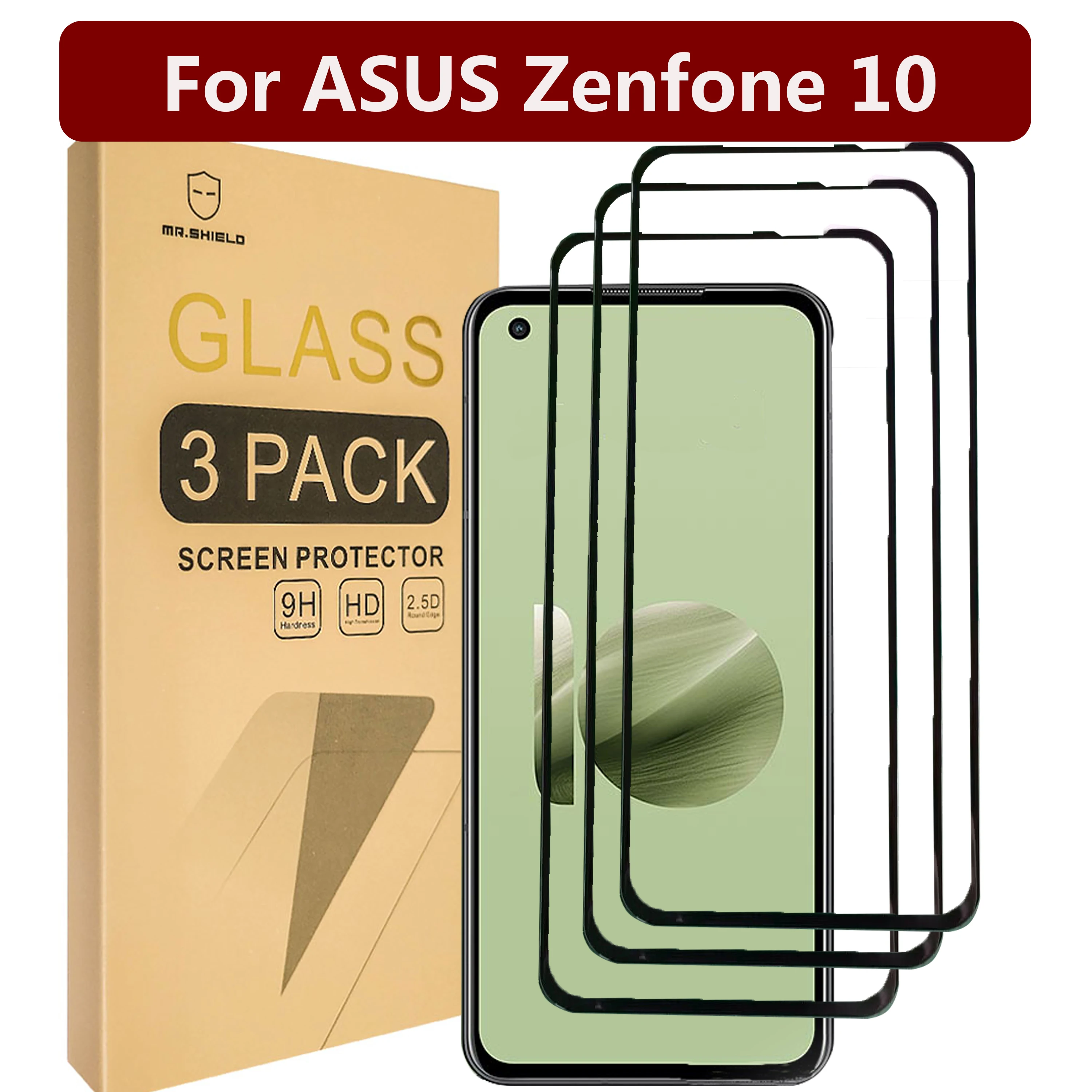 Mr.Shield [3-Pack] Screen Protector For ASUS Zenfone 10 [Full Cover] [Tempered Glass] [Japan Glass with 9H Hardness]