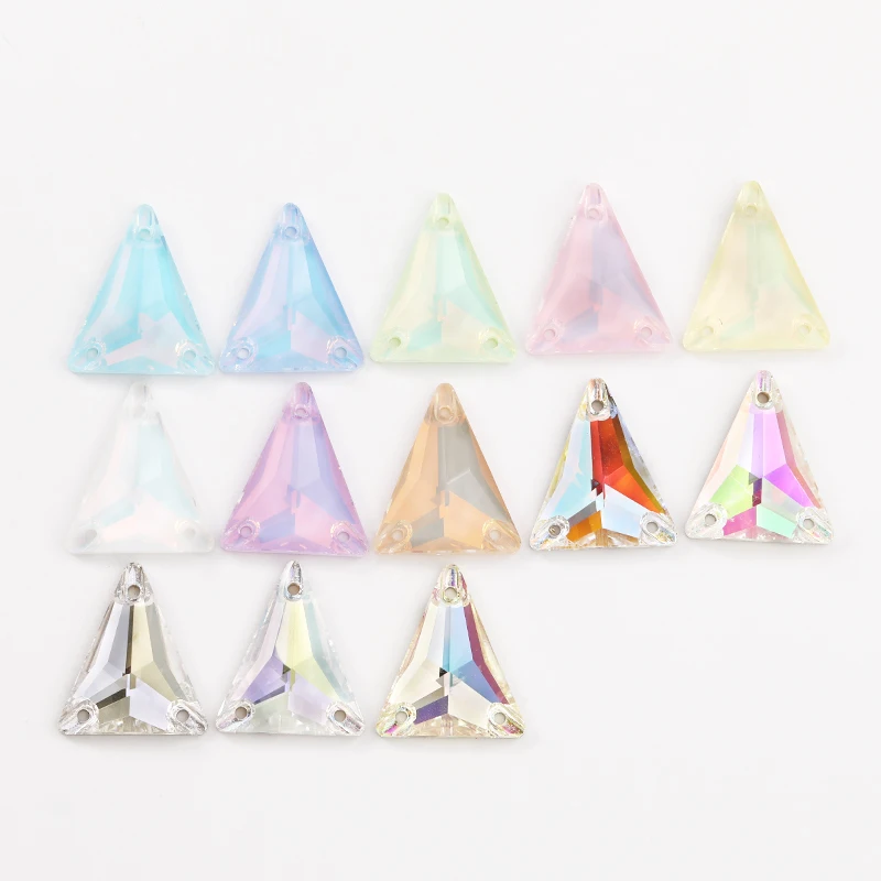 Long Skinny Triangles Sewn Rhinestones Glass Beeds Stones for Sewing in Clothes Wedding Dress Decoration Shoe Bag Crystal Beed