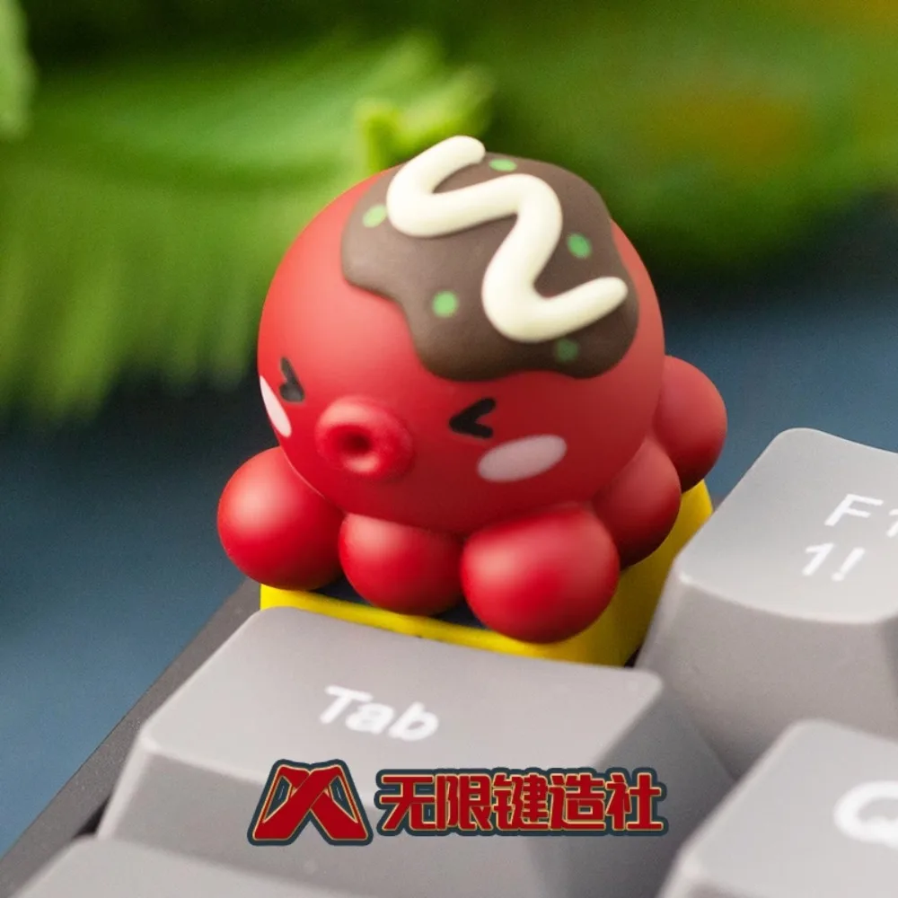 Takoyaki Keycap Custom Cute Resin Keyboard Cap Originate Personalized Anime KeyCap for Mechanical Keyboard Accessories Cherry Mx