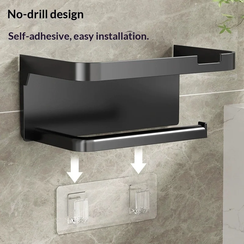 Toilet Paper Holder Plastic Storage Rack Kitchen Towel Placement of Seasoning Bottles Bathroom Wall Roll of Paper Phone Storage view 3