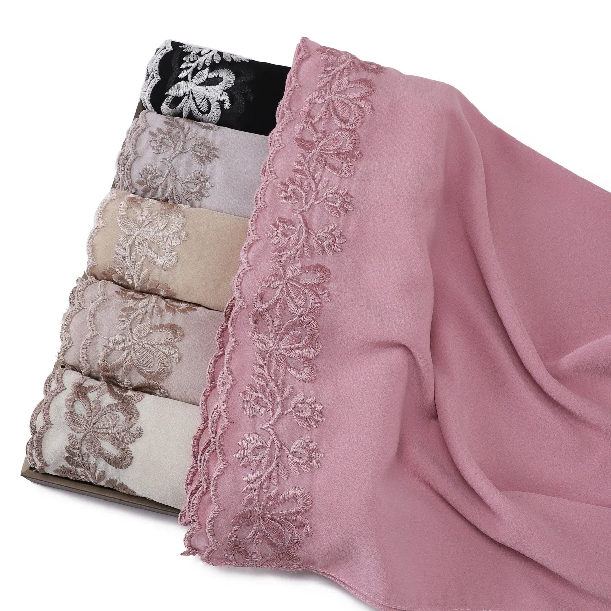 

New Embroidery Chiffon Scarf Women Muslim Hijab Islam Stoles Shawls Wrap Turban Bandanas Headband Bufanda Foulard Turbante Mujer