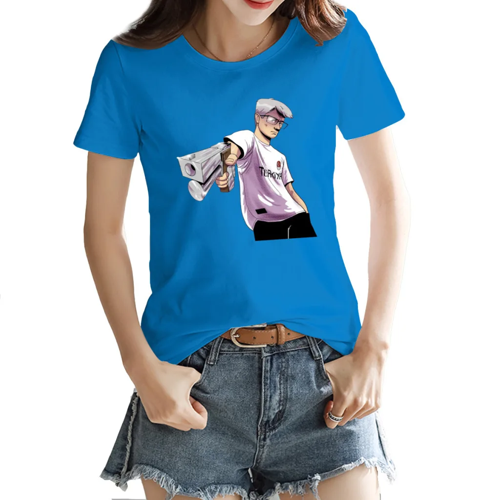 

Yusuf Dikeg Women's Creative Luxury, High-Quality Summer Printed T-Shirt, Loose Casual Cotton, Round Neck Short Sleeve