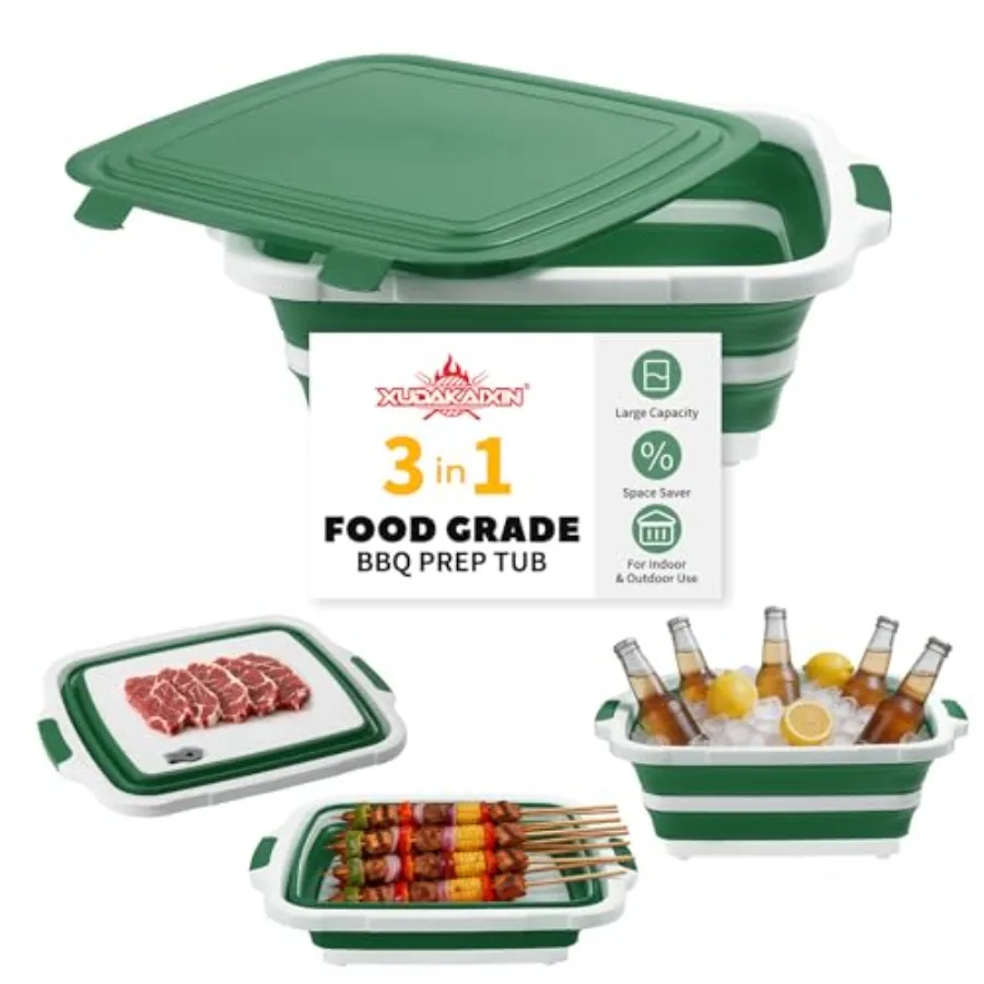 

Емкость для приготовления еды, маринования, хранения продуктов, пикников, кемпинга, барбекю, нарезки фруктов и овощей - в комплекте с разделочной доской и...