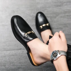 Fashionable retro men's half shoes Comfortable Walking Shoe Casual Brand designer style black Color Sequin outdoors summer