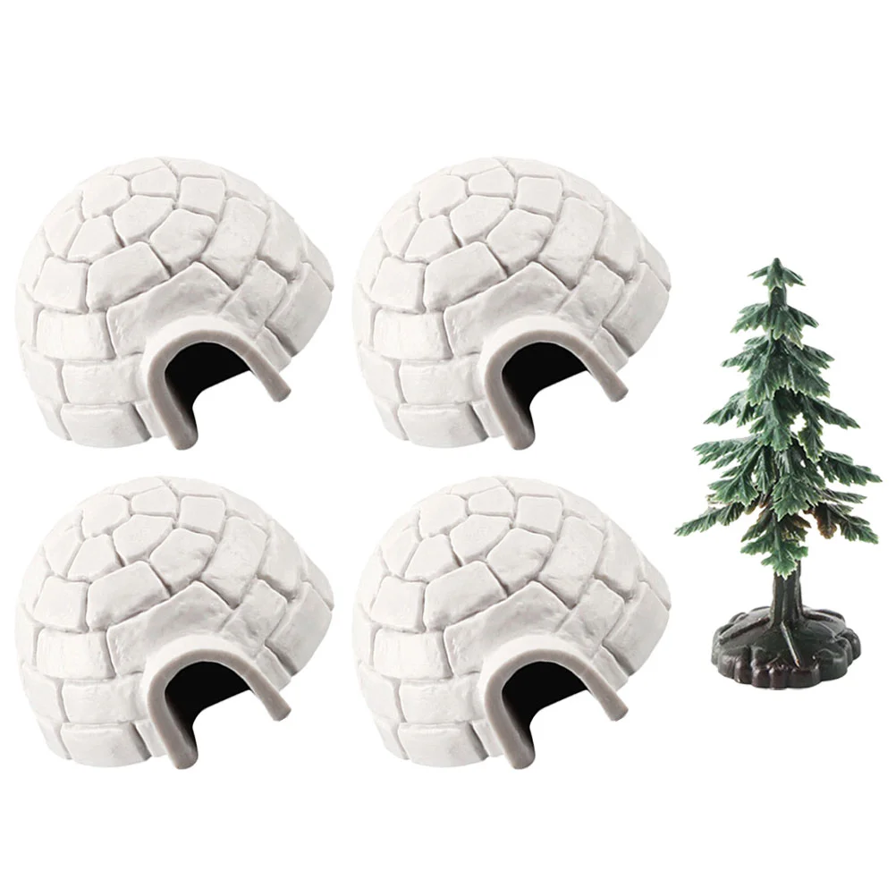 Simulated Polar Building Igloo Model Mini Christmas Tree Sand Table Landscaping Shelter House Static Ornaments Ice Toy Room