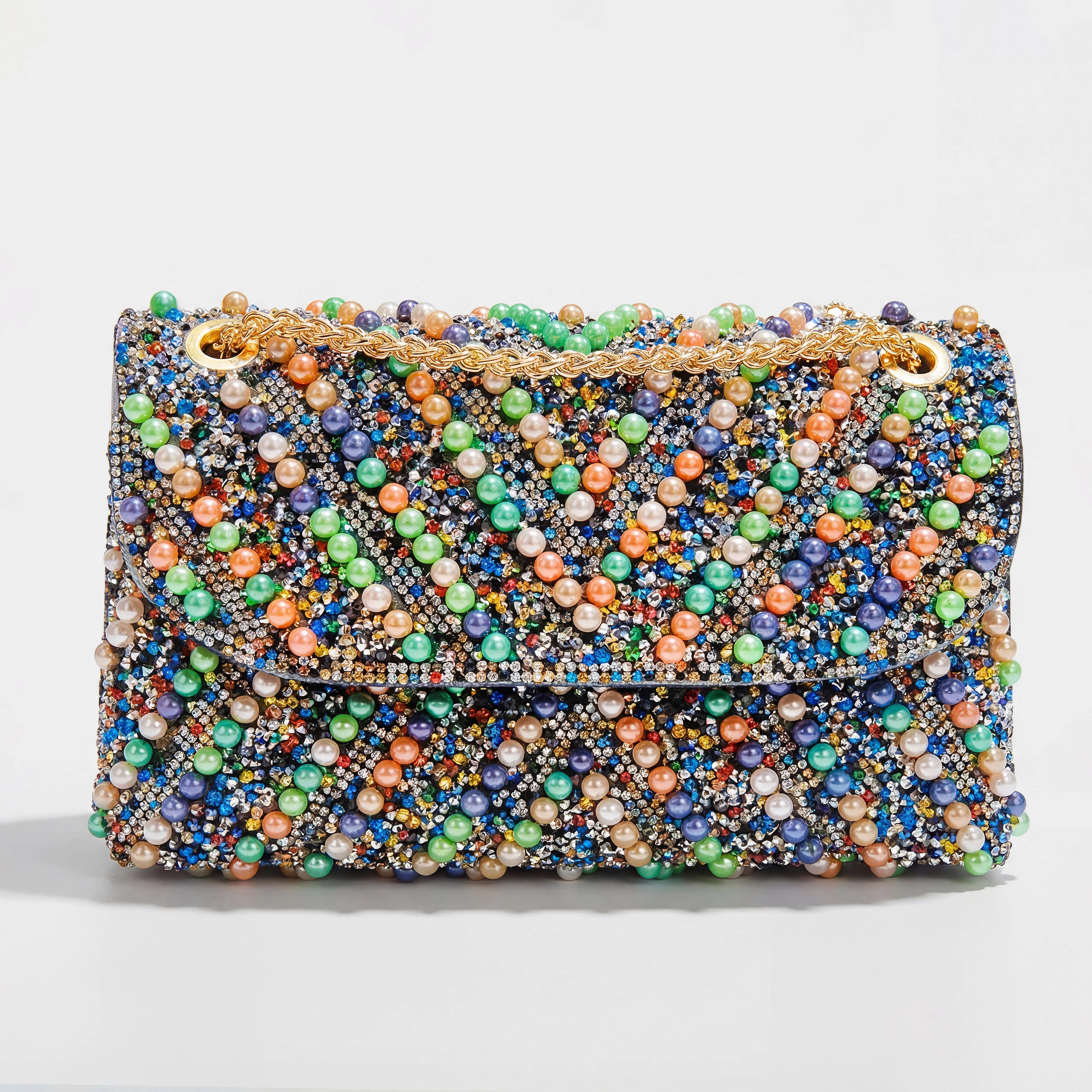 

Colorful Pearl Rhinestone Mini Bag Handheld Shoulder Crossbody Purse Banquets Casual Outfits Lipstick Phone Storage Pouch Women