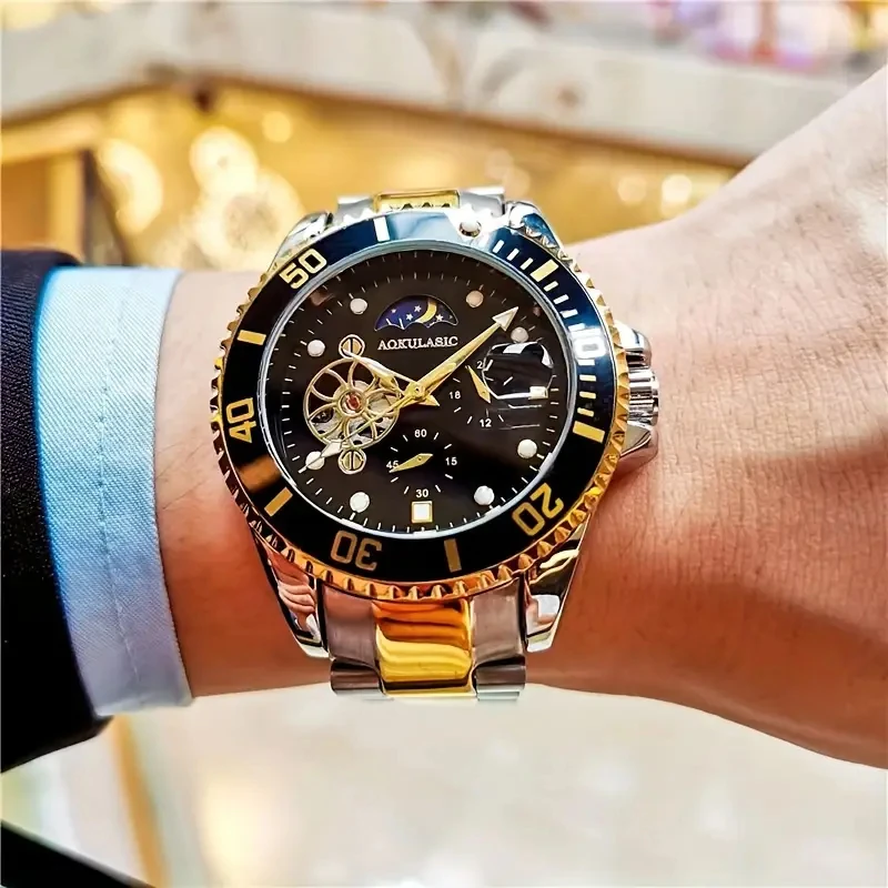 

[Cool Brand Mechanical Watch] High-Value Cool Brand Luxury Men's Watch Skeleton Automatic Mechanical Watch - Stylish and Exquisite Birthday Gift Party Fashion Watch