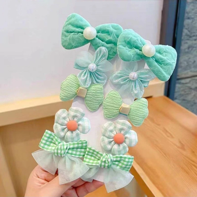 

77HD Baby Girl Hair Clips Set Non-Slip Hairpins Cloth Clip Sweet Side Clip 10PCS