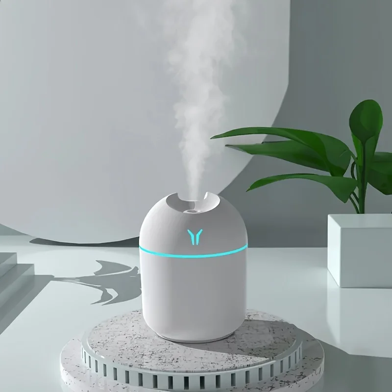 1pc Portable USB ultrasonic air humidifier, essential oil diffuser, car purifier with LED light romantic light