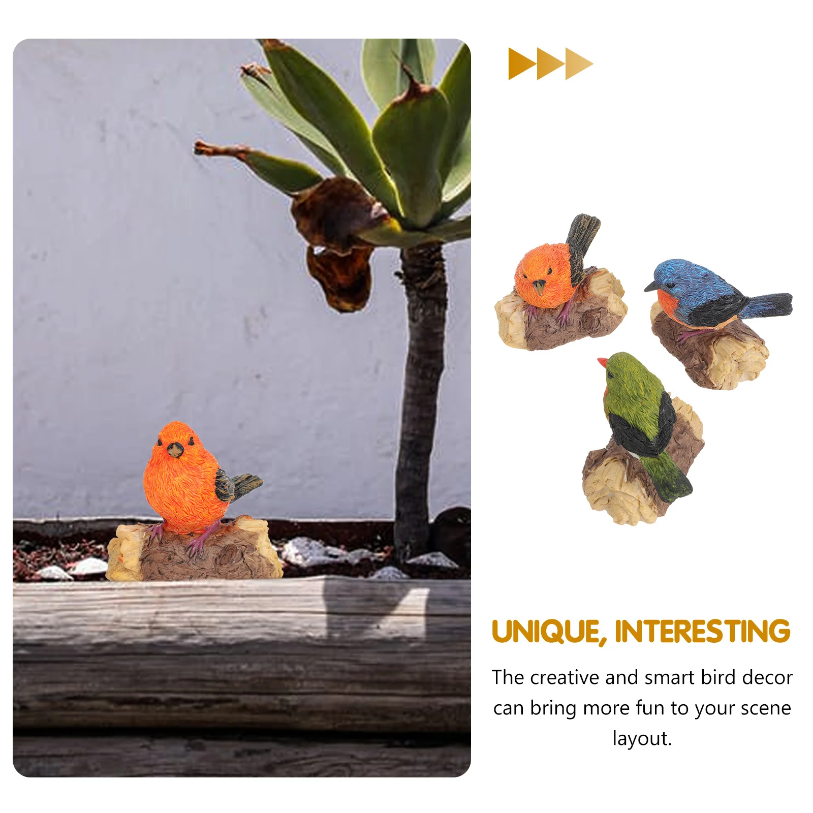 

3Pcs Mini Bird Decors Resin Birds for Garden Accessories Micro Landscape Layout Simulation Birds Fairy Decorations Bird Scene