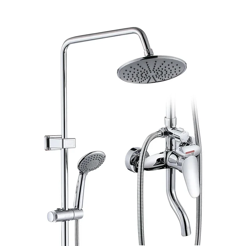 Bathroom Accessories: Stainless Steel Shower Head Set with Three Adjustable Levels, Pressurized Wall Mounted Shower