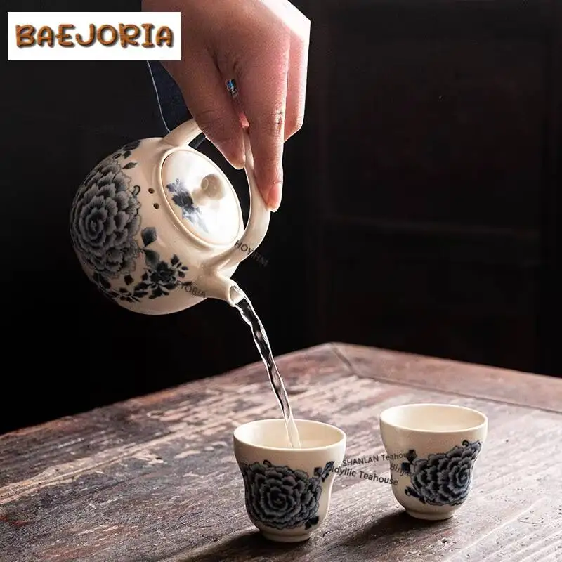 Soda-glazed Peony Tea Warmer Holder Candle Heater Stove Kettle Stand Baked Milk Jar Carbon Furnace Tableware Accessories Craft