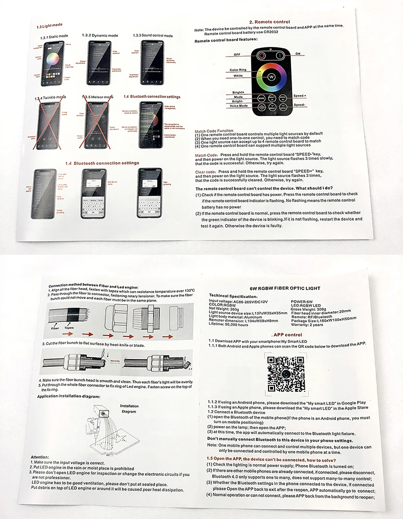 fiber Lights lamp RGB Car Roof Star LED Optic ceiling led kits phone APP PMMA Optical fiberTouch control WAPP Multiple colors