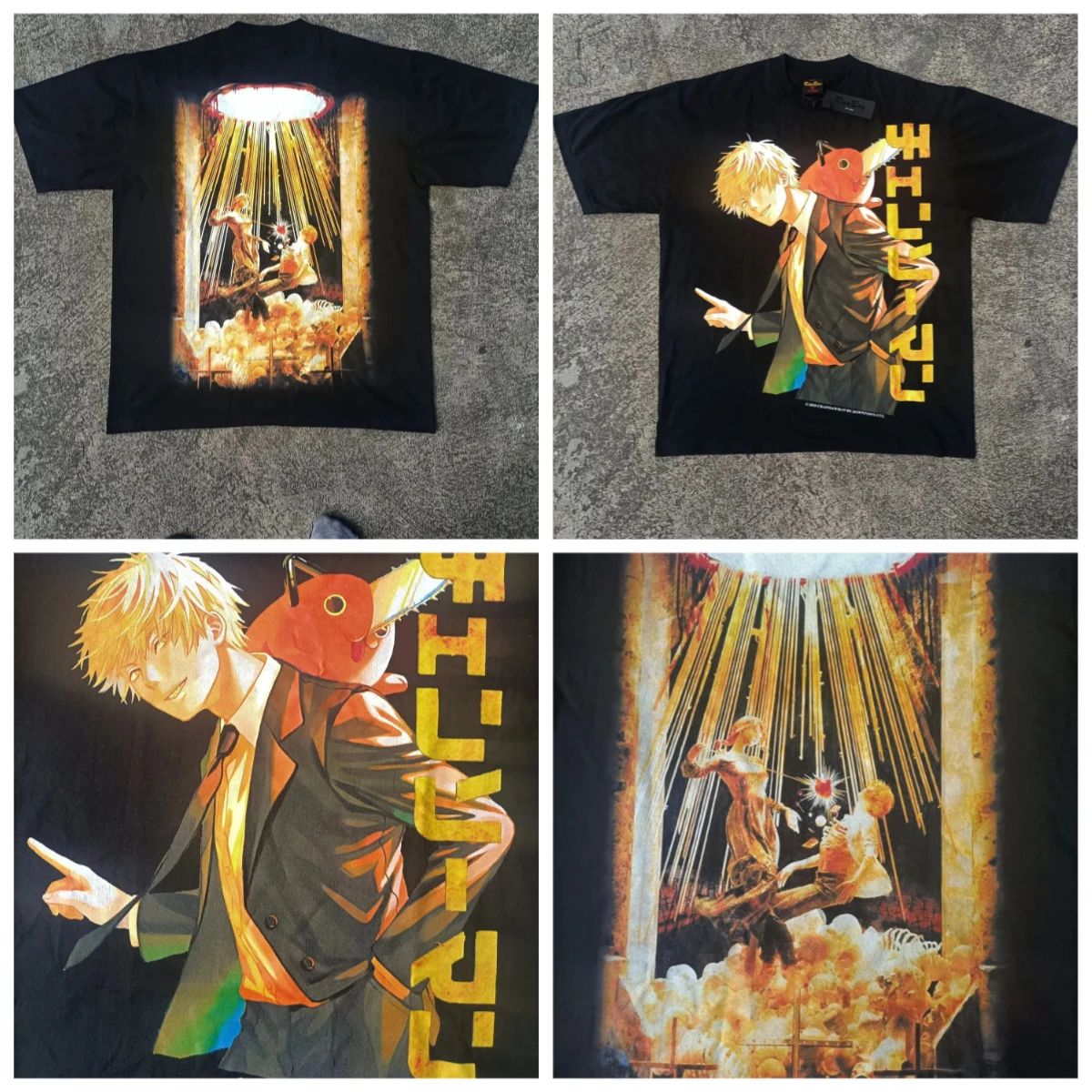 

American-style Washed Holes Are Old! Heavy Fabric! Chainsaw Man Machima Riman Two-dimensional Short-sleeved T-shirt