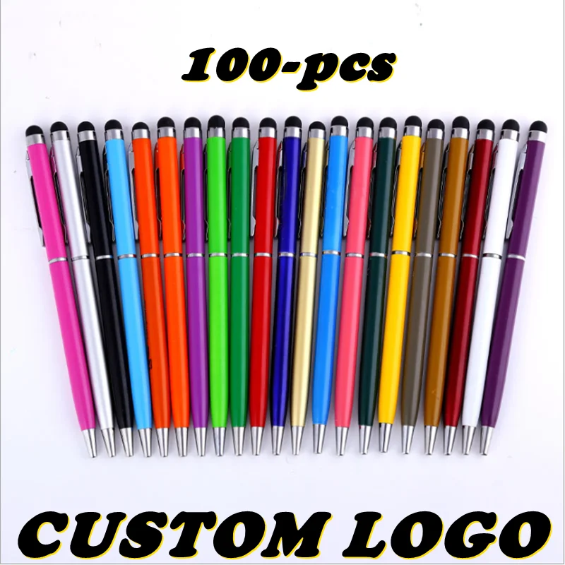 

100Pens Crystal Metal Ballpoint Pen Fashion Creative Stylus Touch for Writing Stationery Office School Gift Free Custom Logo