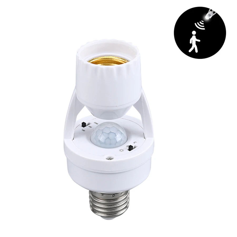 Socket E27 Converter With PIR Motion Sensor Ampoule LED 100-240V E27 Lamp Base Intelligent Light Bulb Switch