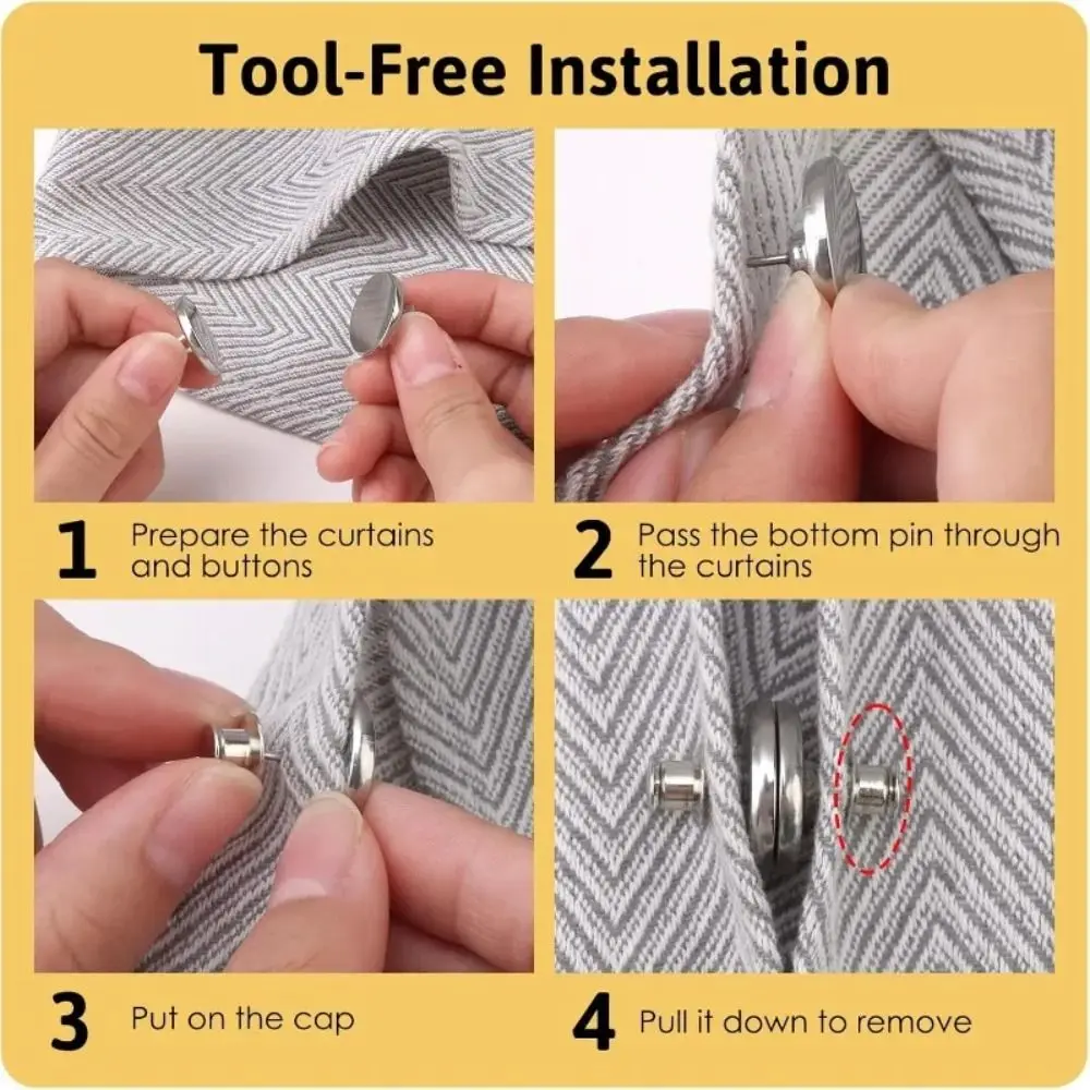 

Metal Material Magnetic Curtain Button Holder Lightproof Design Detachable Feature Magnetic Curtain Buckle Adjustment Function
