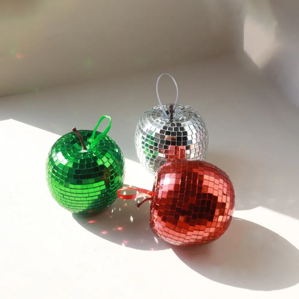 Mirror Finish Disco Ball Pendant Shine Surface Hanging Pendant Apple Shape Ornament Christmas Tree Decoration Home Decoration