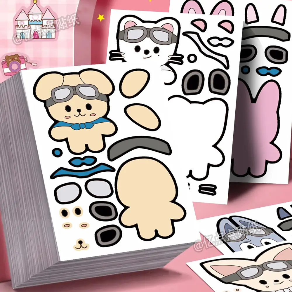 SKzoo habillage puzzle autocollants dessin animé mignon créatif amusant Fang Can Li Longfu jeu autocollants bricolage