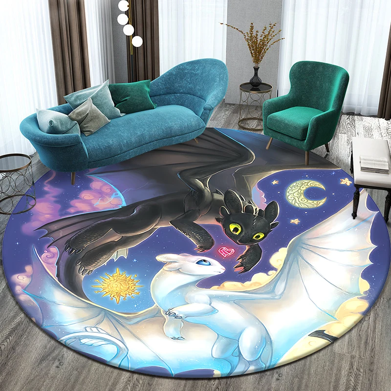 Film How to Train your Dragon Printed Pattern Circular Carpet,Bedroom decorative Rug,Use non-slip floor in living room door mat.