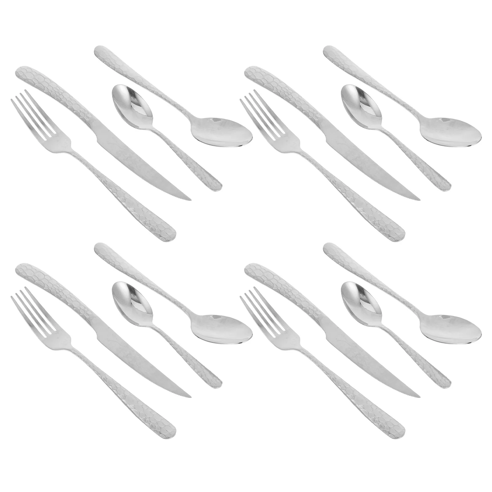 

4Sets Stainless Steel Hammered Flatware Kits Gold Snake Pattern Steak Silverware Fork Spoon Knife for Restaurant Hotel Dining