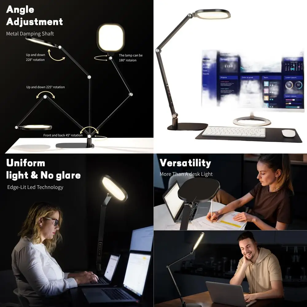 

Modern Eye-Care LED Desk Lamp with 3-Color Temperatures, 10-Level Brightness, Dimmable, Memory and Timer Functions for Home Offi