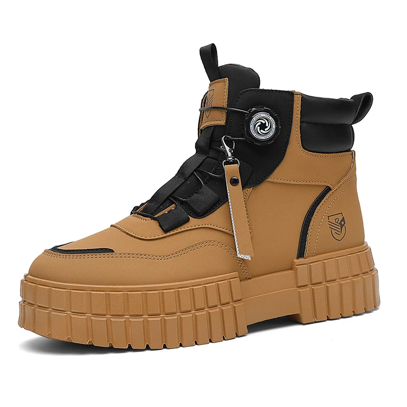 

Autumn Motorcycle Shoes Men Knob Design Tooling Men's Biker Boots Non-slip Outdoor Ankle Boots Man Platform Boots botas hombre