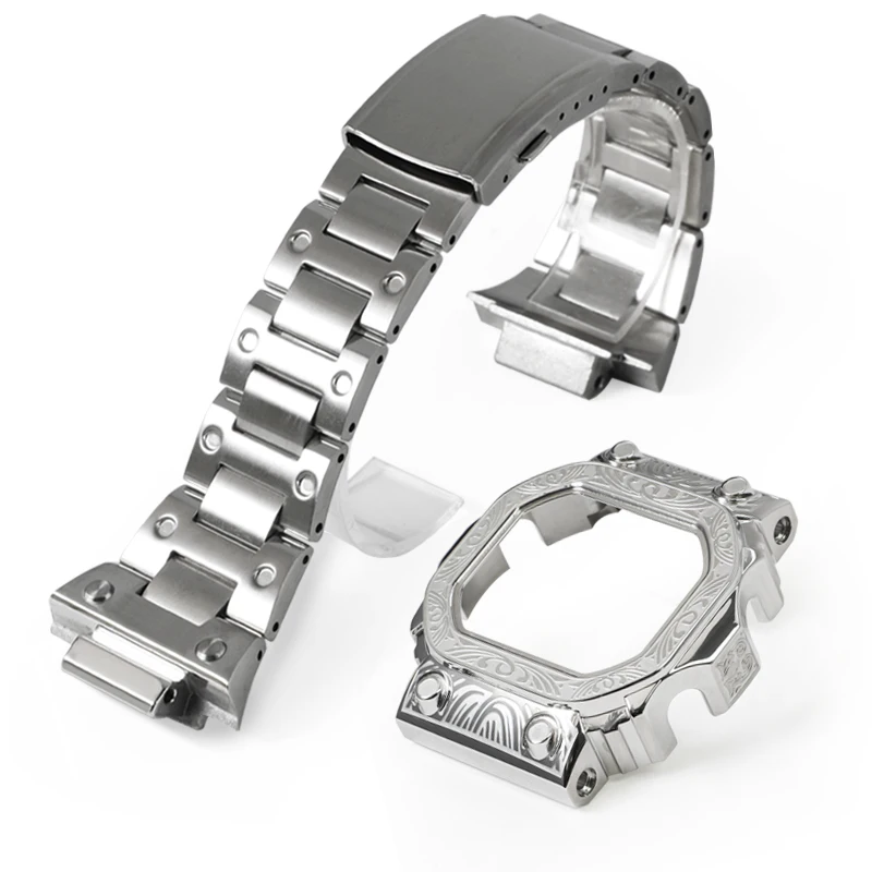 Luxury GX-56BB Big G Watch Modificaiton Kit Carved metal case for Gx56 GXW-56BB Stainlesss Steel Wach Band Bracelet Accessories