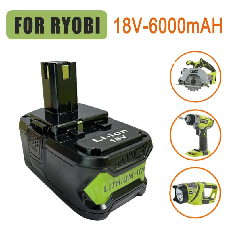 For RYOBI 18V 6000mAh Lithium-ion Rechargeable Battery Suitable Electric Tools P108 P109 P106 P105 Preplacement