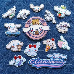 Cinnamoroll parches bordados para ropa, dibujos animados de Anime, lindo parche de hierro Sanrio en bolsas, apliques de decoración, insignia DIY