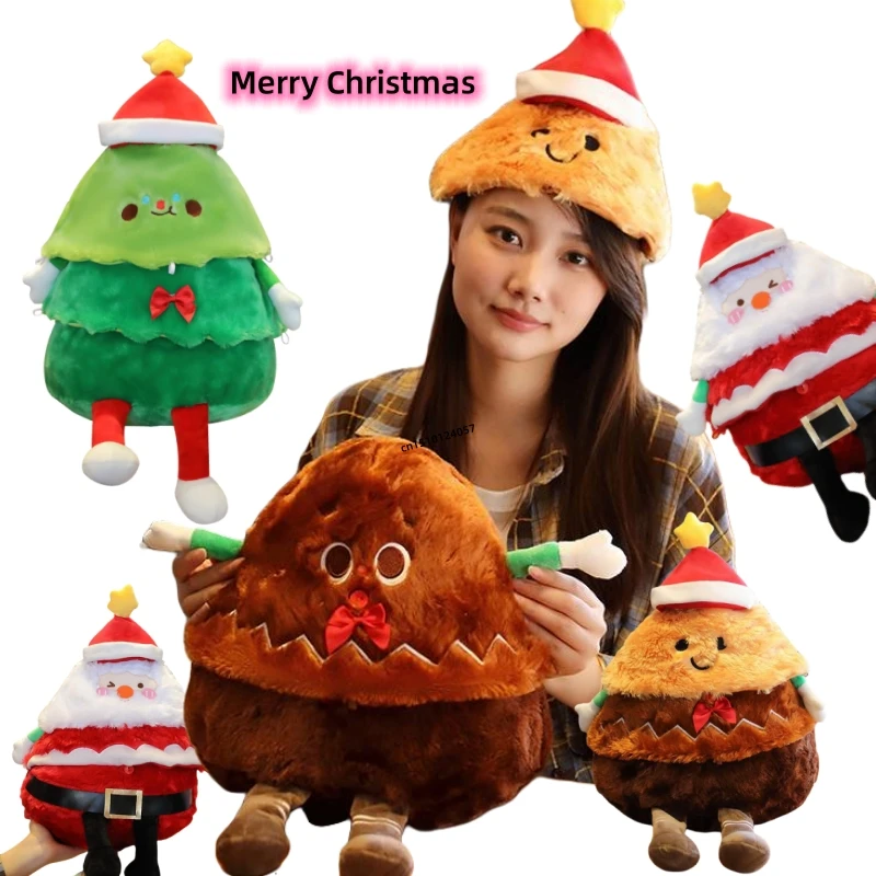 55x30cm Christmas Plush Toy Soft Stuffed Anime Santa Claus Pine Gingerbread Man Throw Pillow Super Softs Xmas Present Home Decor