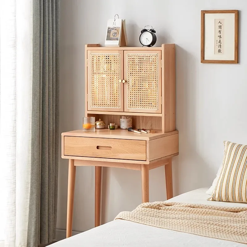 Premium All solid wood rattan dresser Japanese-style small apartment makeup table High Quality - zdjęcie 1