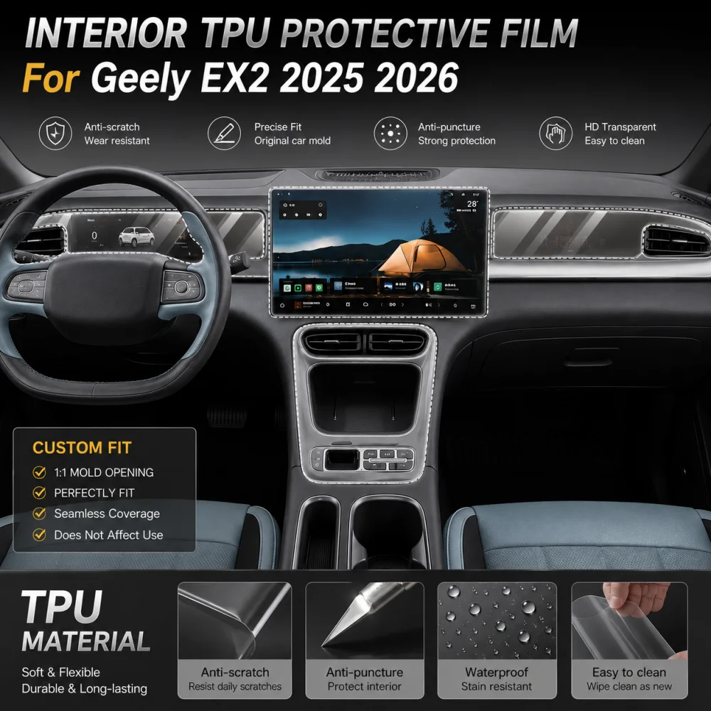 Mittelkonsole Klare Schutzfolie aus TPU Kratzfeste PPF-Schutzfolie für Geely EX2 2025 2026 Auto-Innenausstattung Zubehör – Detail 1