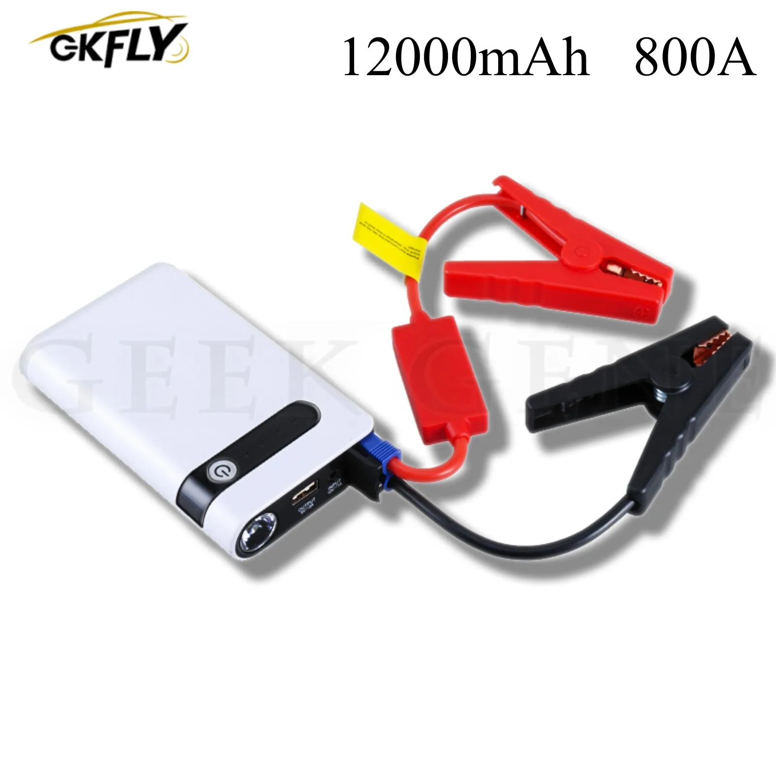 GKFLY High Power 12000mAh 800A Car Jump Starter 12V Starting Device Power Bank Car Charger For Car Battery Booster Buster LED