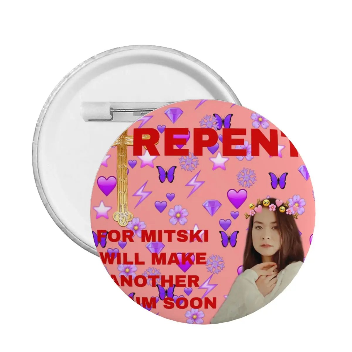 Repent For Mitski Pin Back Buttons Personalize Singer-Songwriter Brooch Badge for Backpack Pinback Birthday Gift