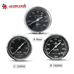 ALconstar 120KM 160KM Retro Round Motorcycle Speedometer Odometer install at headlight case For BMW R50 R1 R12 R 71  CJ-K 750