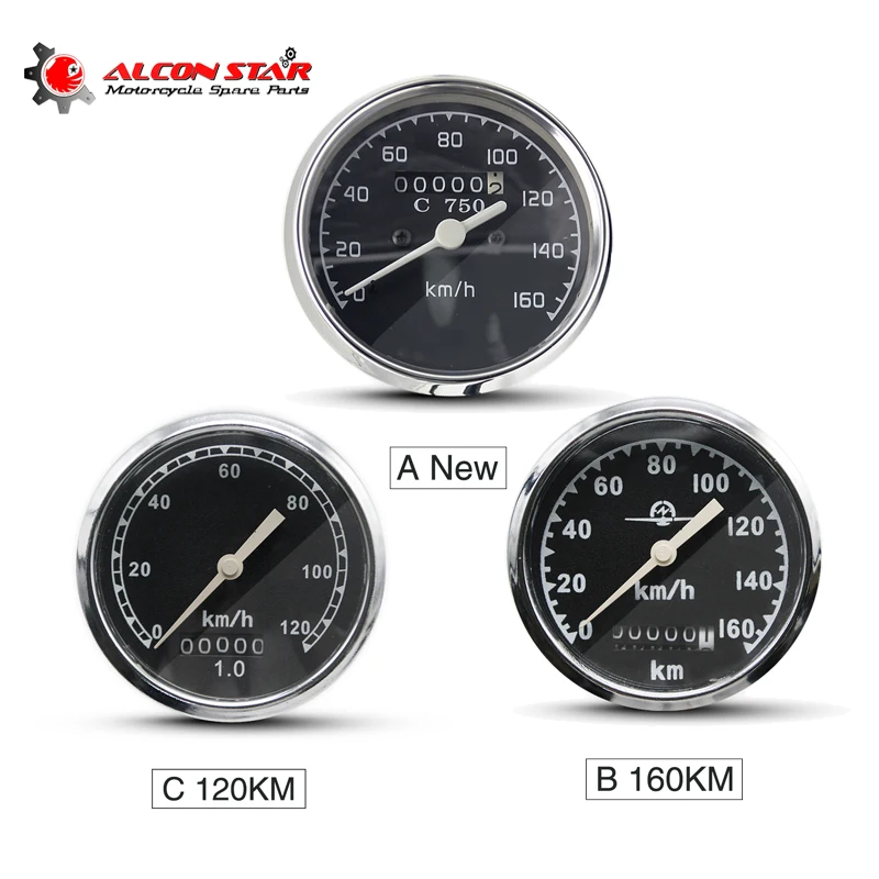 ALconstar 120KM 160KM Retro Round Motorcycle Speedometer Odometer install at headlight case For BMW R50 R1 R12 R 71  CJ-K 750