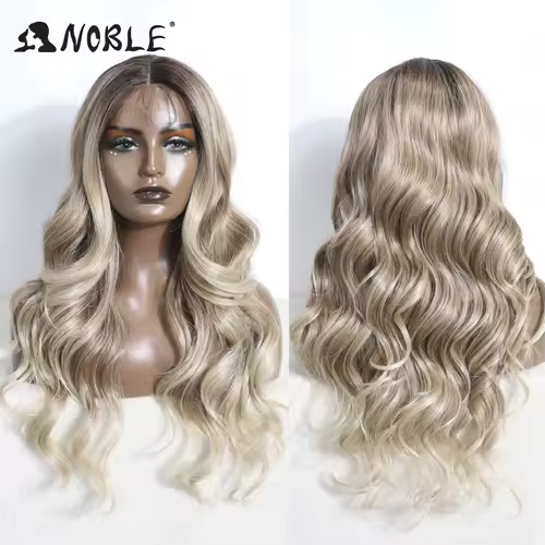 Noble 13x4 Lace Front Wig Synthetic 28 inch Long wavy ombre blonde Wigs For Women Ombre Lace Front Wig Synthetic Lace Front Wig - Image 9