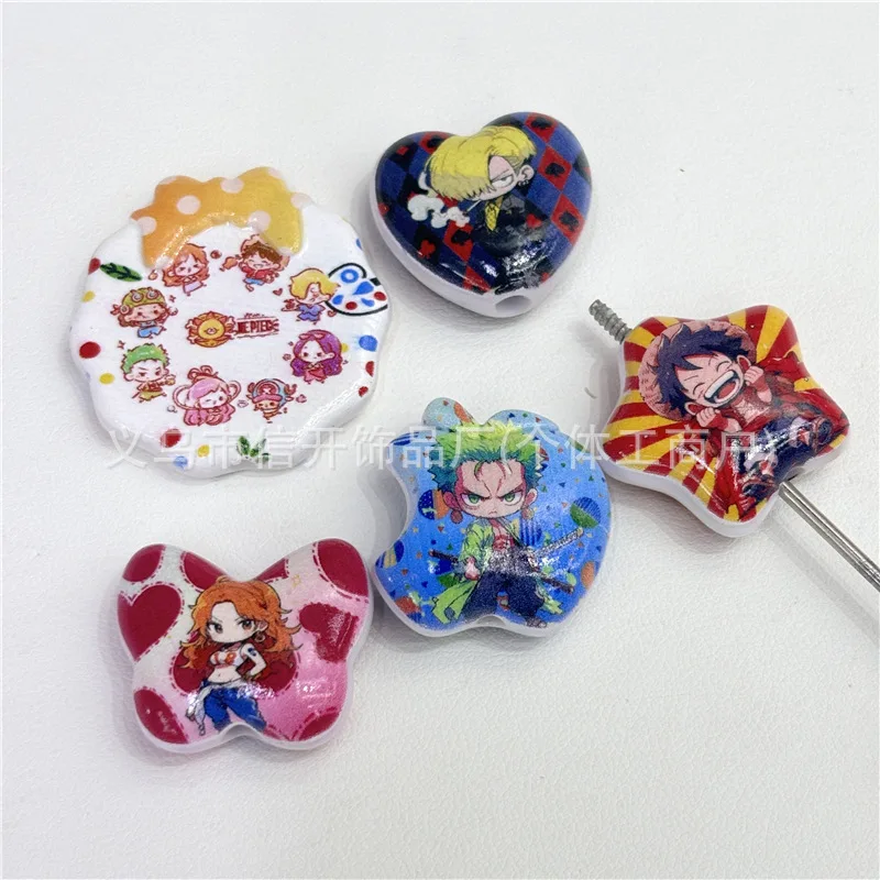 

Цельные бусины с героями мультфильмов аниме Луффи HD печать инопланетянин ручной работы DIY брелок сумка кулон декоративные ювелирные изделия аксессуары материалы