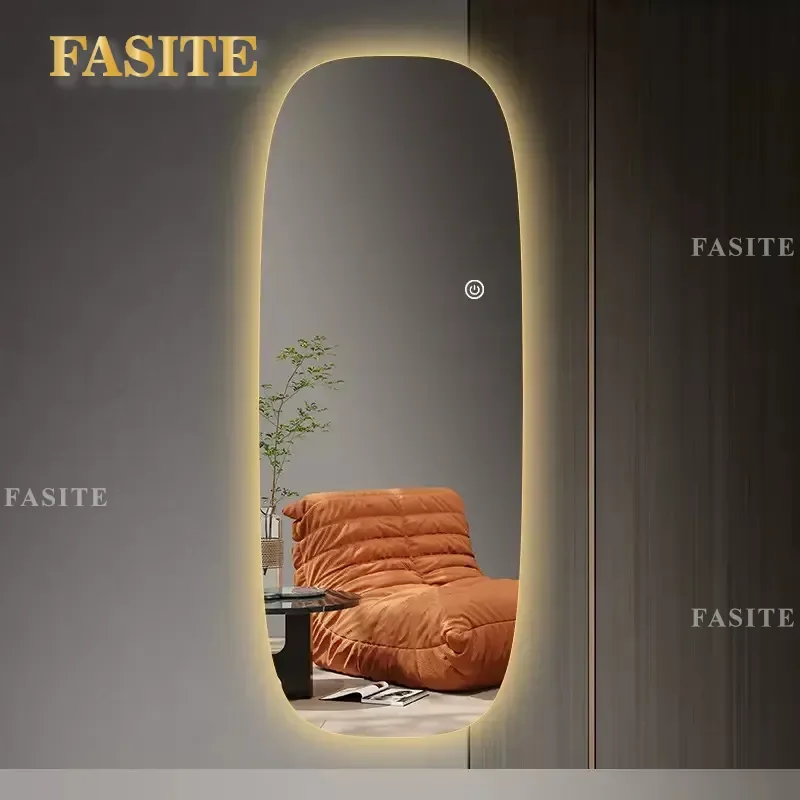 For Frameless Special Shaped Full Length Mirror Wall Mounted LED Luminous Explosion Proof Decorative Mirror for Entryway