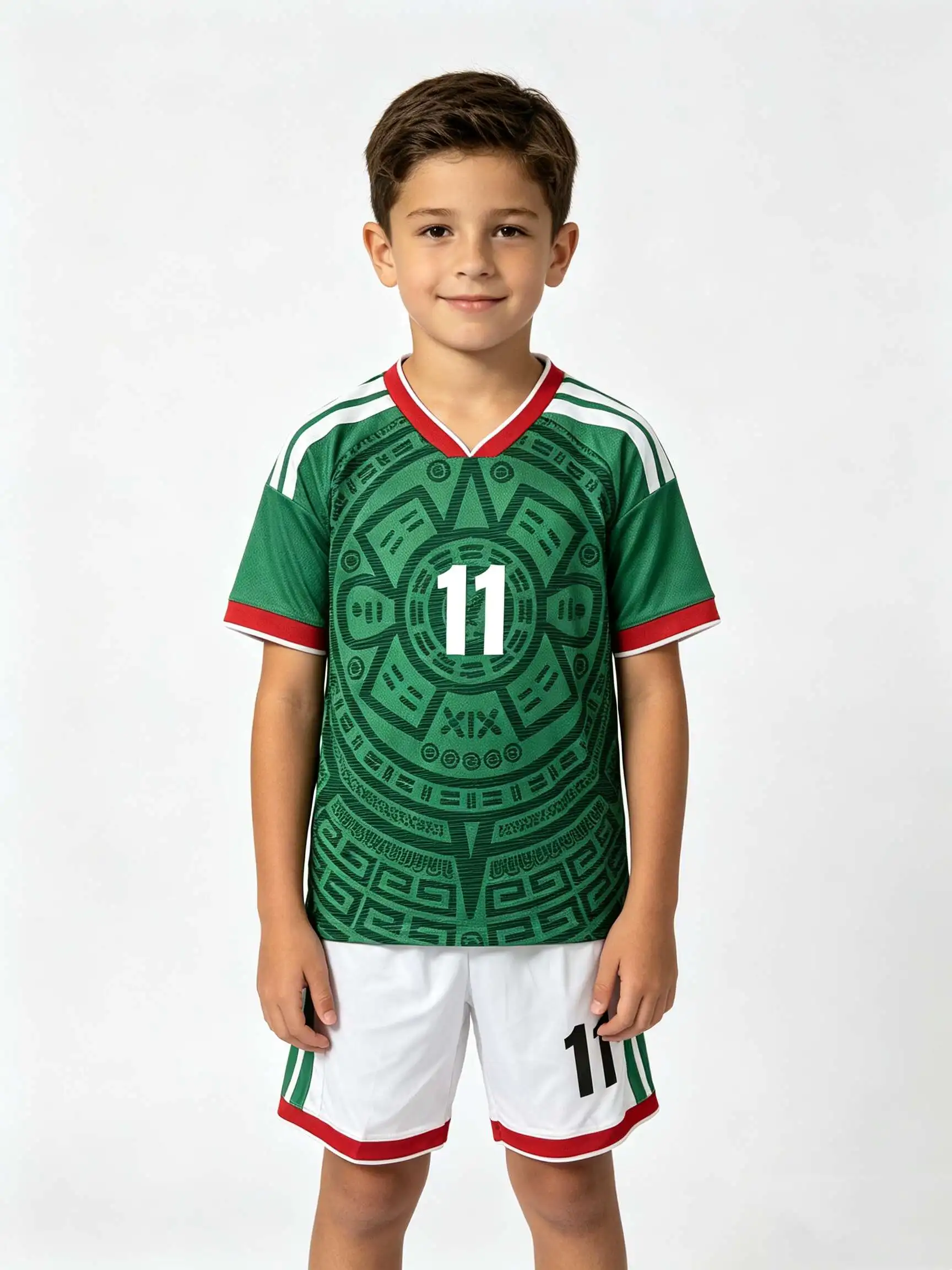 Mayan style Unisex Blank Soccer 2‑Piece Set, Kids Adults Parent‑Child Kit, Custom No.1 7 8 9 10 for School Outdoor Team Sports