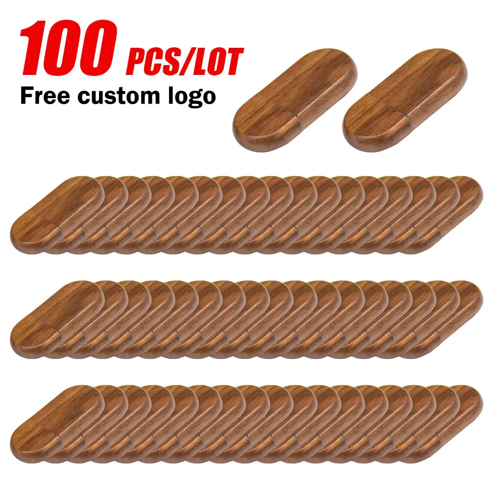 100PCS/lot USB Flash Drive 4GB 128GB Free Logo Memory Stick 64GB Creative Gift Pen Drive 32GB Wooden Box Pendrive 16GB Wholesale
