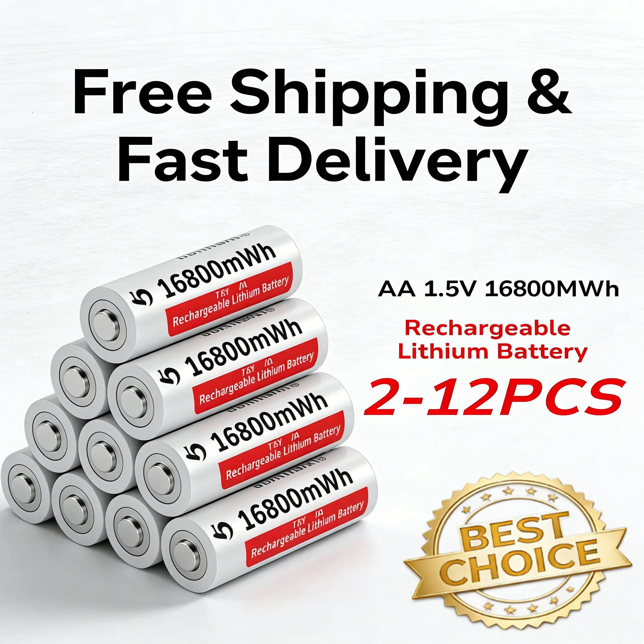

AA 1.5V 16800mWh Rechargeable Lithium Battery 2026 New High Capacity For Remote Control Mouse Fan Electric Toys