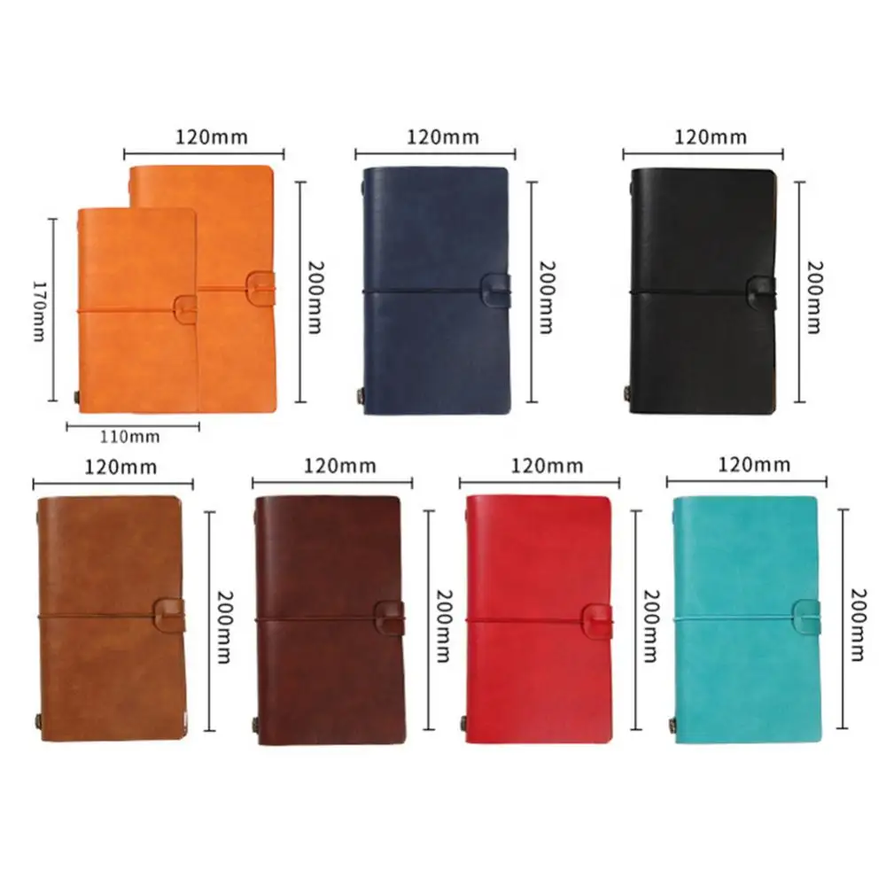 PU Leather Loose Leaf Notebook Traveler Journal Diary Portable Travel Notepad Diary Notebook Pen Holder Record Book Stationery