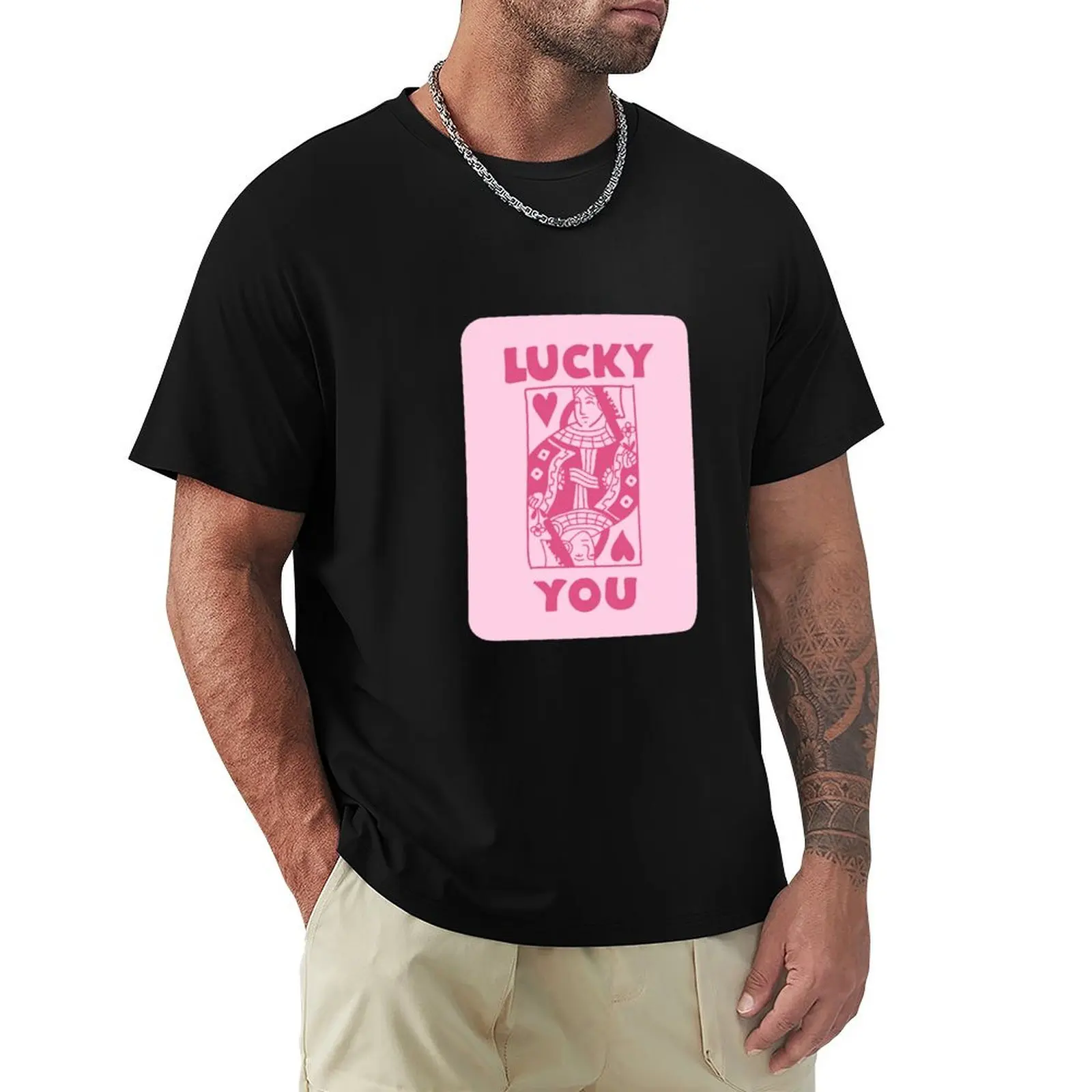 

Lucky you Queen card game T-Shirt Breathable Basic Cotton T-Shirt