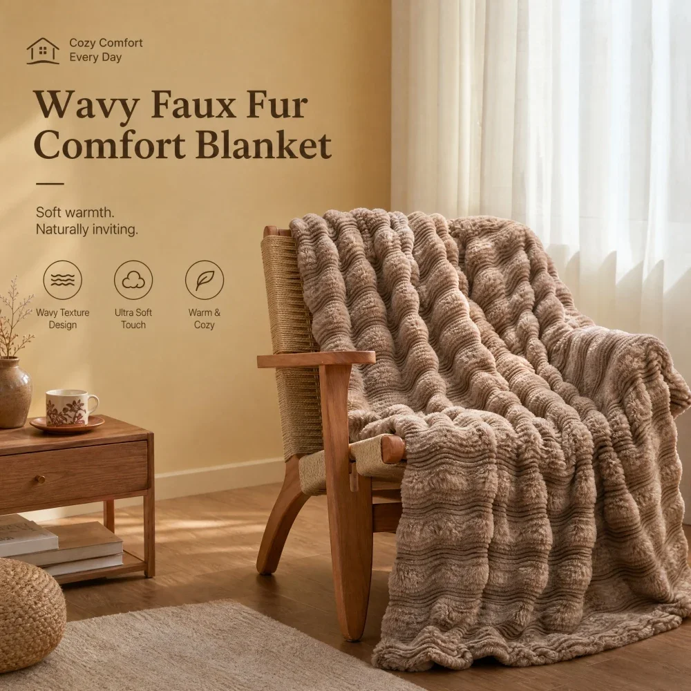 Fluffy Weighted Blanket Artificial Rabbit Fur Blanket Thick Warm Winter Throw Blanket For Bed Sofa Travel