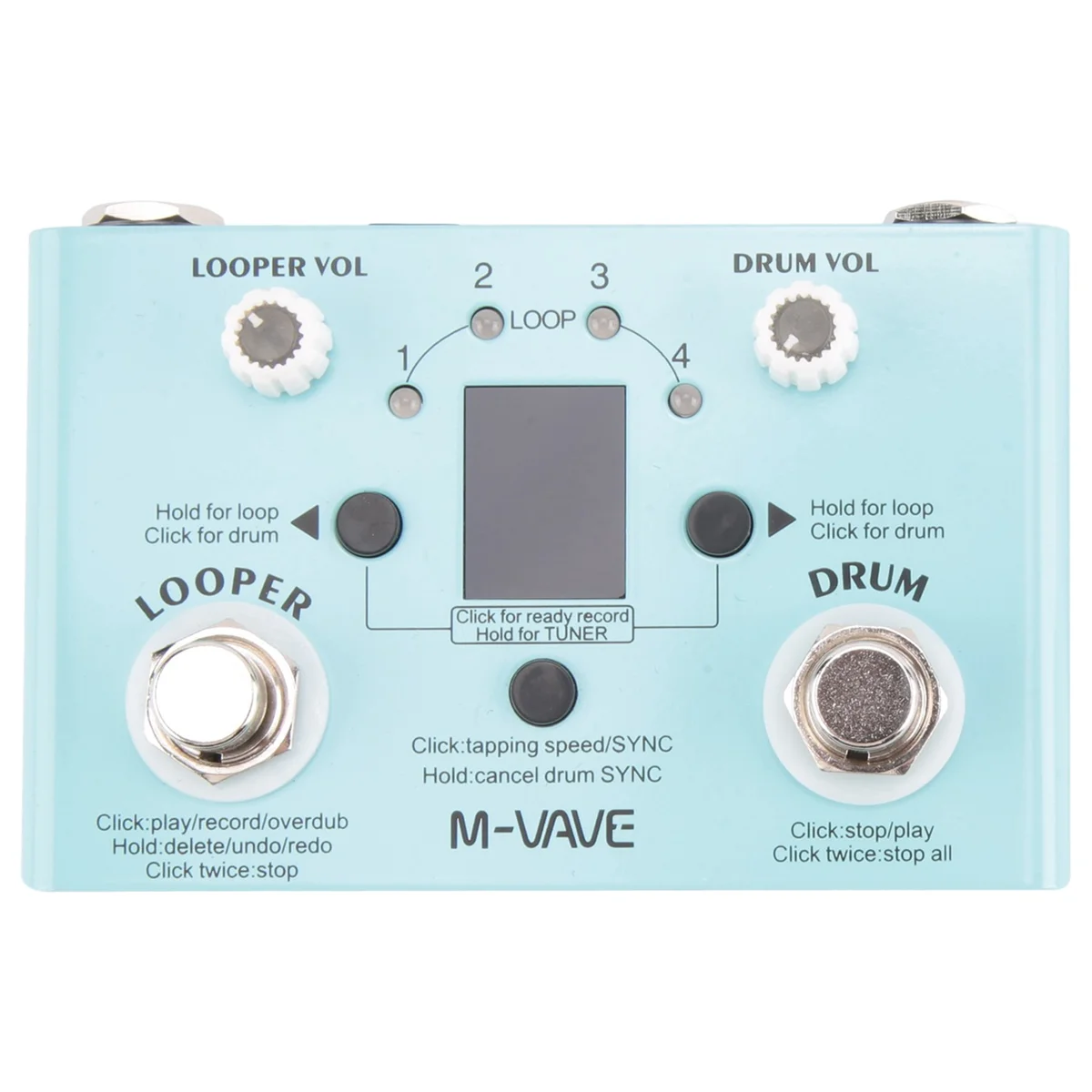 M-VAVE Lost Tempo Drum Machines & Looper Pedal Built-in 30 Drums 11 Mins Recoding Time High Precision Tuner