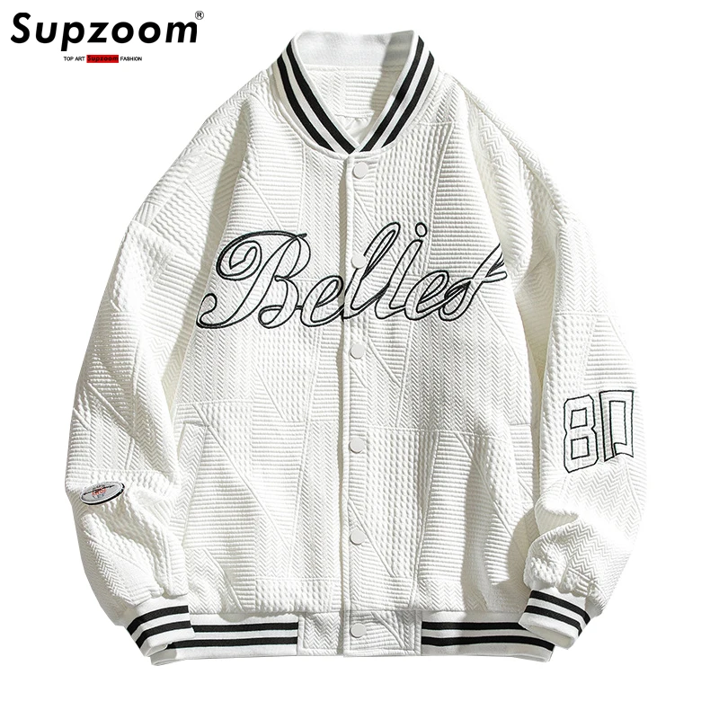 

Supzoom New Arrival Cotton Embroidery Letter Single Breasted Casual College Style Bomber Baseball Jacket Loose Cardigan Coat