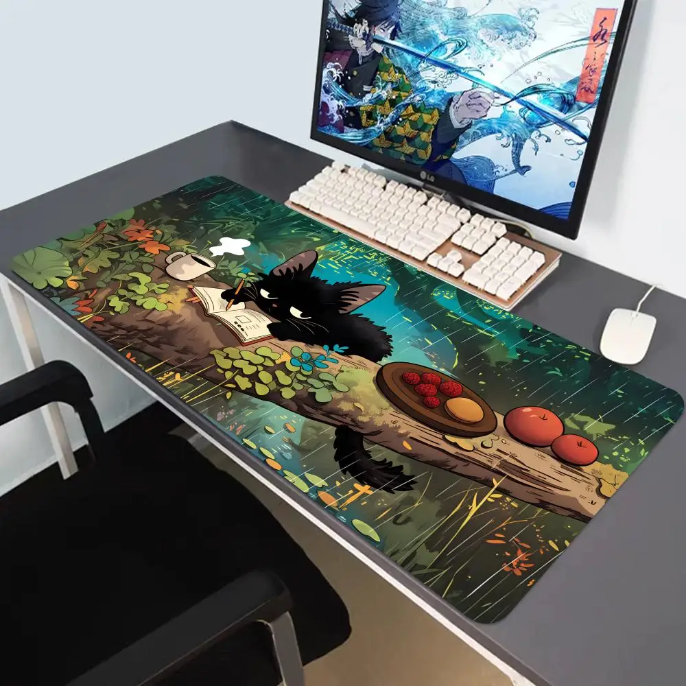 

HYBXAXC Cute cartoon black cat Mouse Pad Large Gaming Mousepad Keyboard Gamer Table Mats Anti-slip HD Mousepad Long Desk Mat